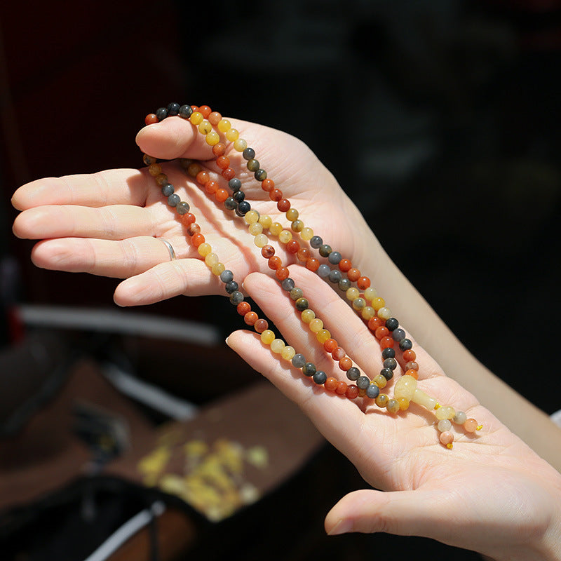 Natrual Five-Color Jade 108 Beads Prayer for Growth and Harmony